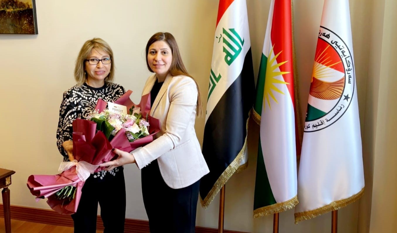 Ms. Suzan Aref, accompanied by Ms. Amal Jalal congratulates Ms. Florin Gorgis