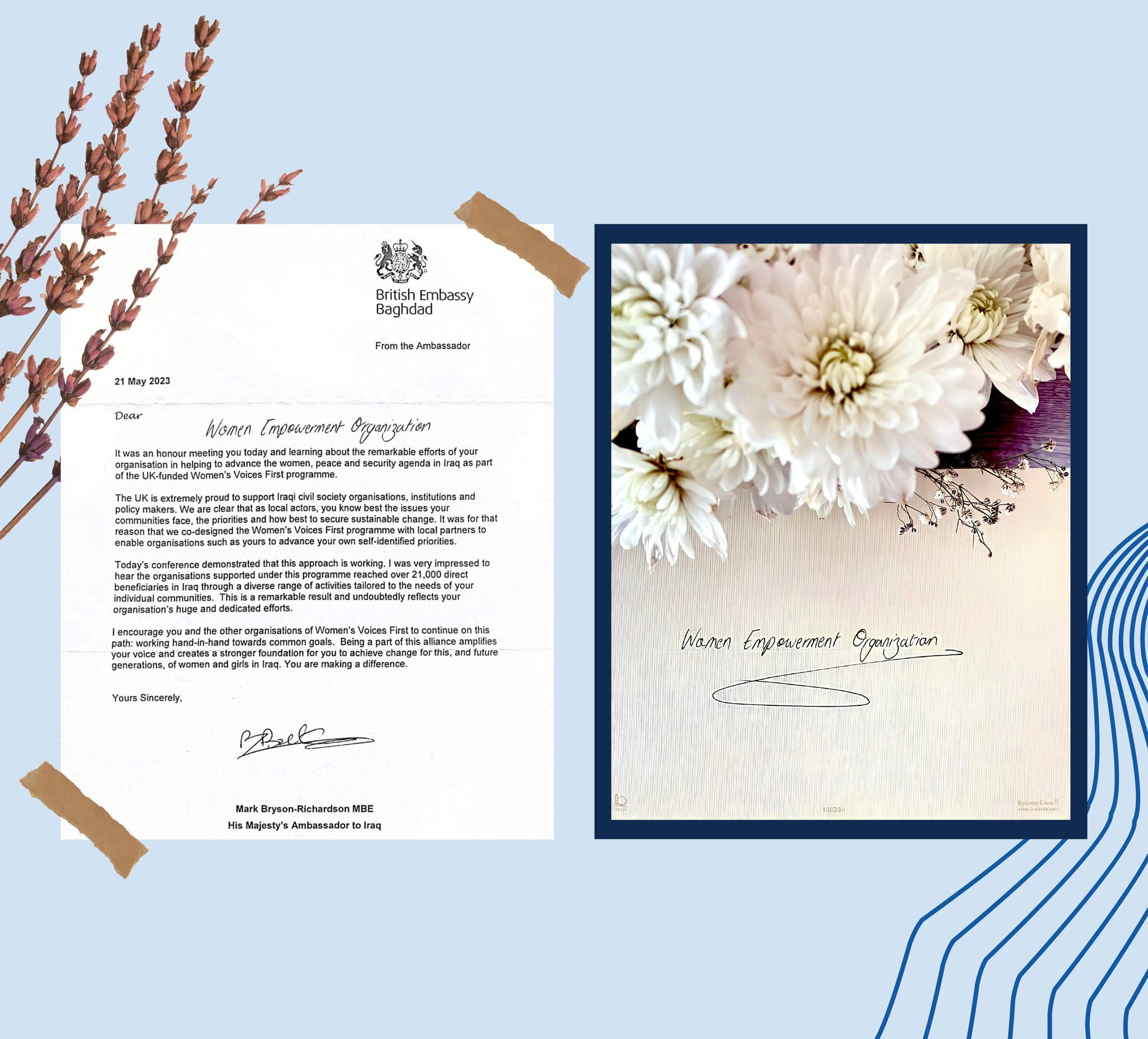 Appreciation letter from the British Embassy
